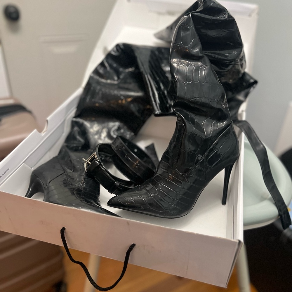 ALDO CROC BELT BOOTS